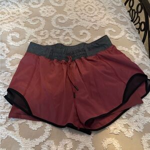 MPG Women's Burgundy and Gray Athletic Shorts